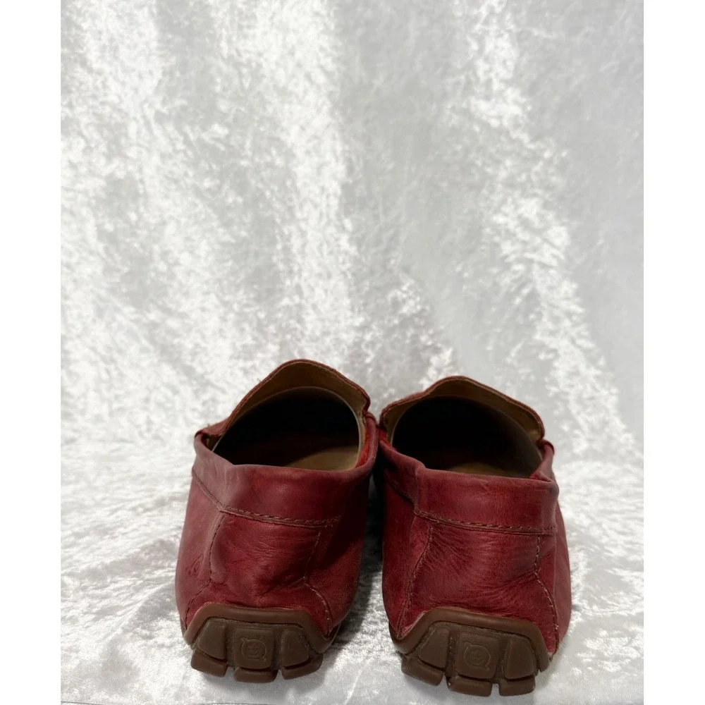 Born Allan Mens Red Leather Driving Moccasins Loafers Slip On Shoes H38205 10M